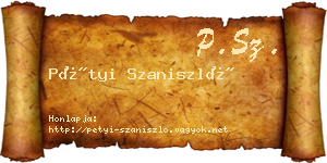 Pétyi Szaniszló névjegykártya